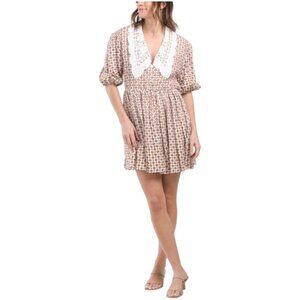 MAJE Printed Mini Dress With Embroidered Collar